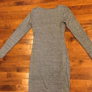 Grey Ruched Long Sleeve Dress